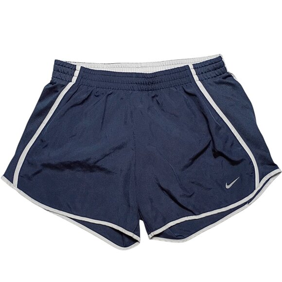 Nike Women M Dri-FIT Performance Running Shorts Blue & White M Side Mesh Comfort - Picture 1 of 13